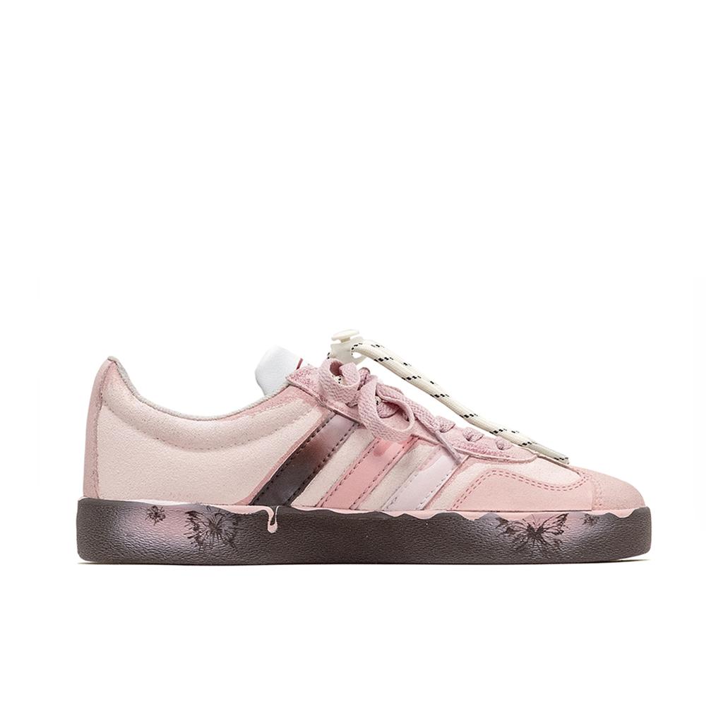Adidas VL COURT 2.0 Da Vinci, Pink Butterfly Cushioning Low top Skateboard Shoes Unisex Pink Brown HQ1802(TeamM-S-BOX)