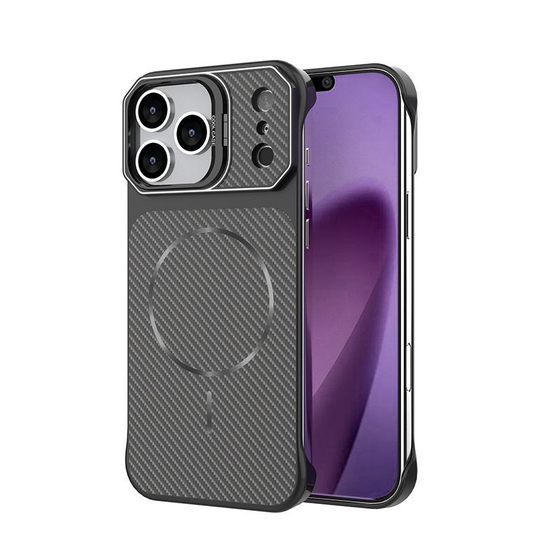 Applicable to Apple iPhone11promax half pack carbon fiber holder mobile phone case Apple 11 magnetic mobile phone case