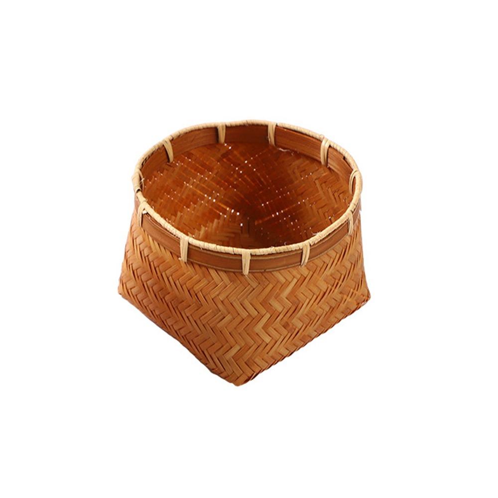 Multi-purpose Retro Bamboo Basket Bamboo Woven Small Size Snack Basket Handmade Tea Basket Snack Fruit Organization