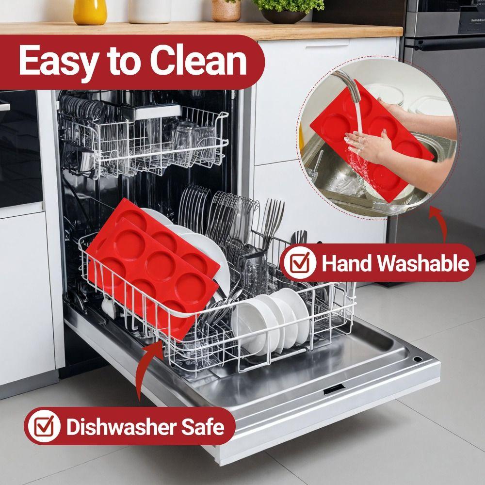 6-Cavity Silicone Egg Molds Food-Grade Heat-Resistant Baking Cake Molds Reusable DIY Baking Tray for Sandwich Whoopie Pies