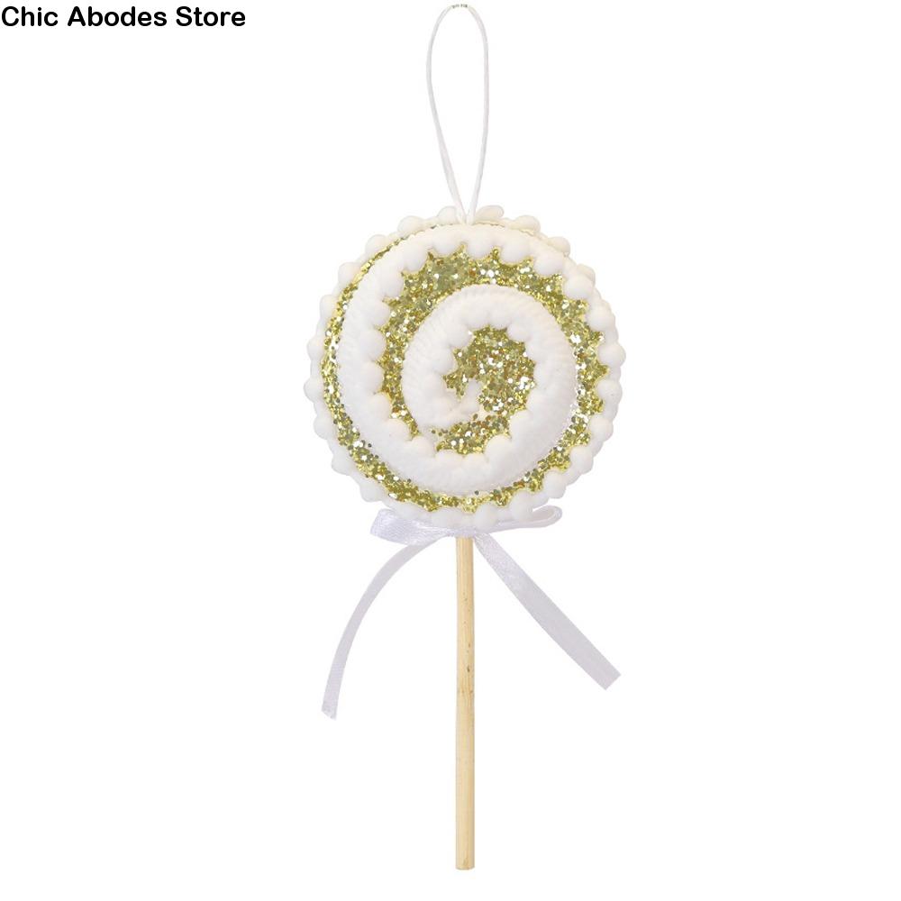 Large Christmas Lollipop Pendant Cartoon Red White Sequins Lollipop Ornament Exquisite Foam Xmas Candy Hanging Decor