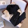 Net Celebrity Women's Ice Silk Two-Piece Set: Summer Drawstring High-Waist Draped Wide-Leg Pants & Solid Color Short-Sleeved T-Shirt