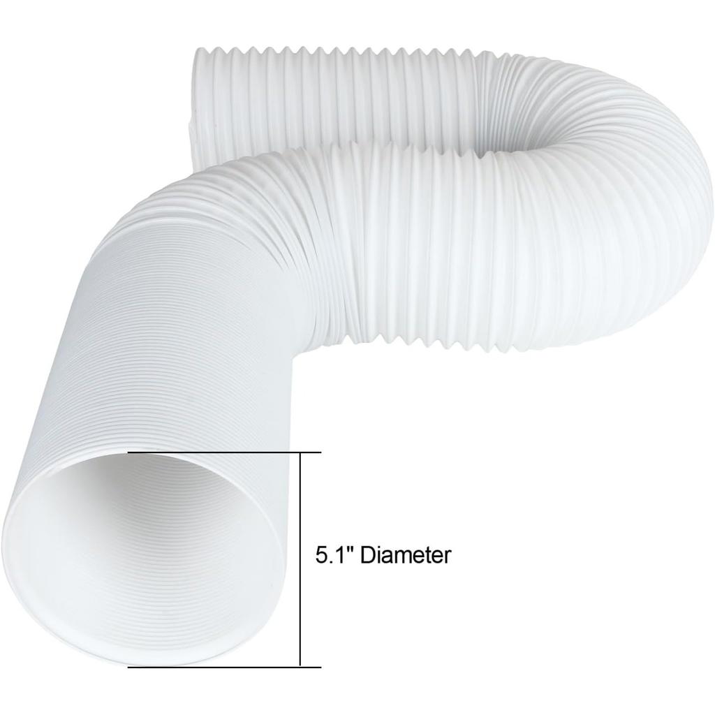 Portable Air Conditioner Universal Exhaust Hose 5 Inch Diameter 59" Long Clockwise Thread Room Airconditioner AC Vent Replacement Tube