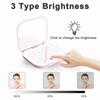 2X Magnifying Compact Cosmetic Vanity Mirror with Lights Travel Mini Gift Folding Led Portable Hand Held Pocket Makeup Mirror