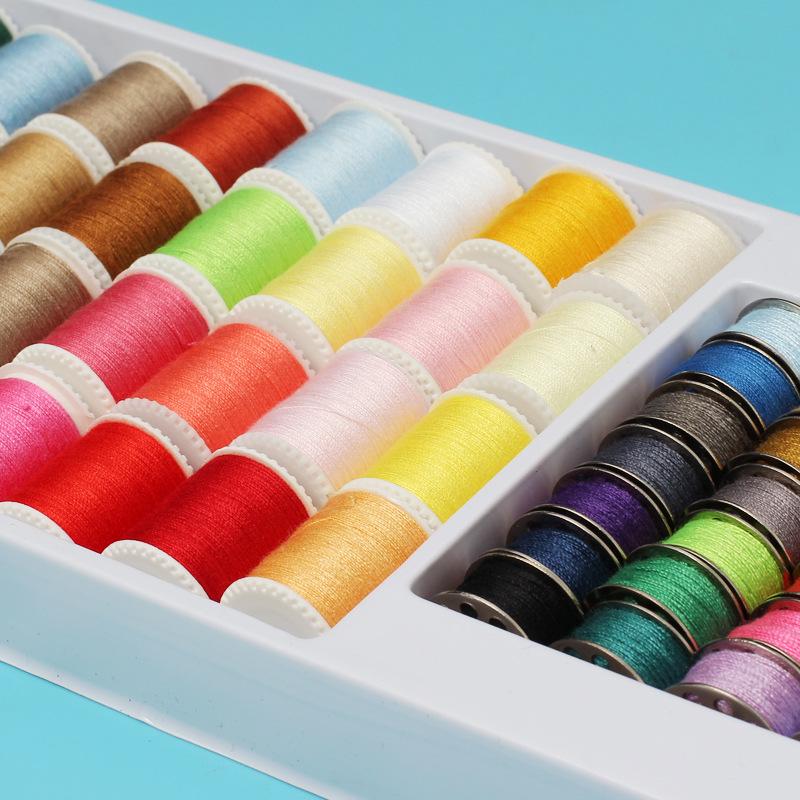 60-Color Sewing Thread Set: 32 Large Spools & 28 Metal Bobbins for Home Machines