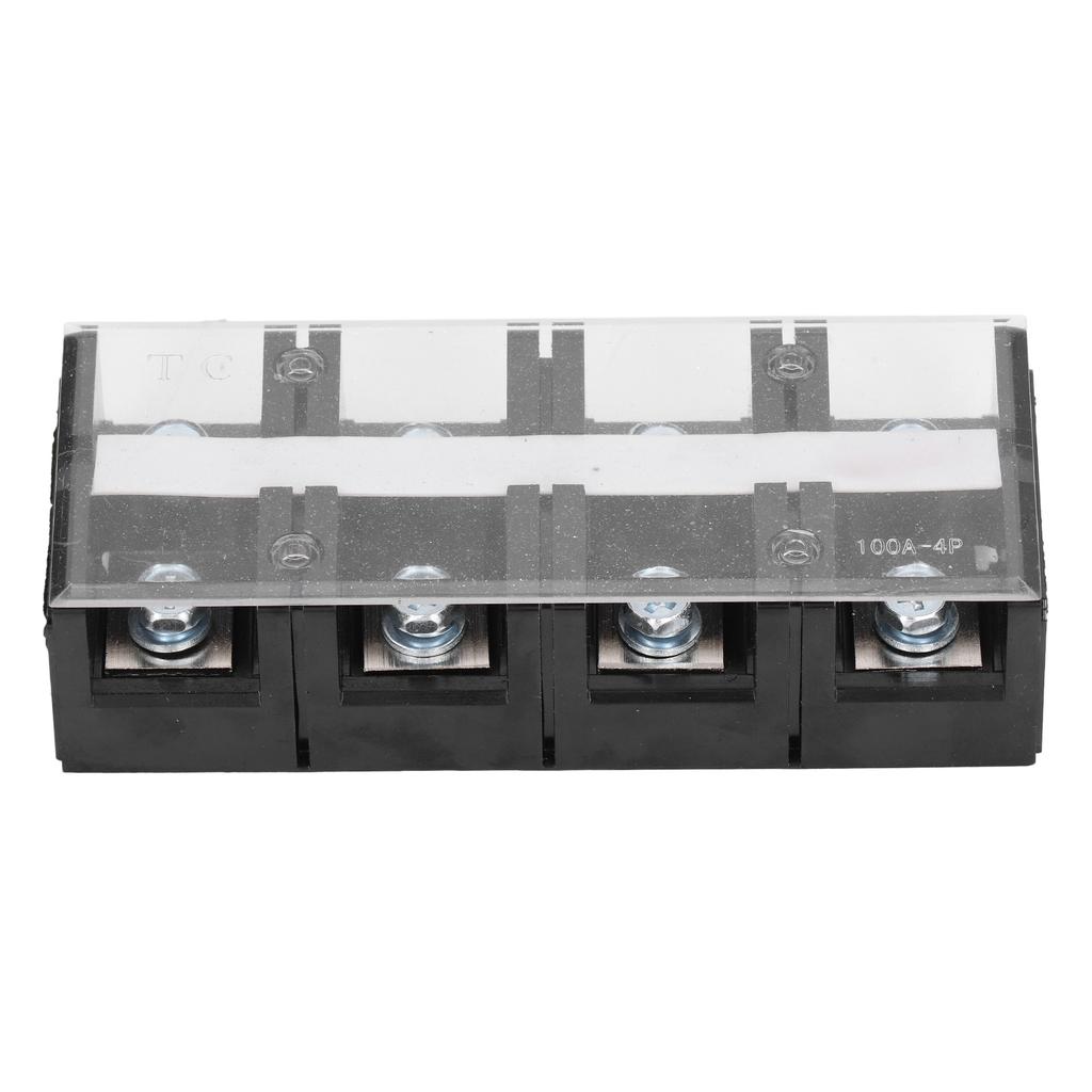 Terminal Block 2 Row Electric Wire Barrier Screw Strip for Power Supply with Cover AC600V 100A