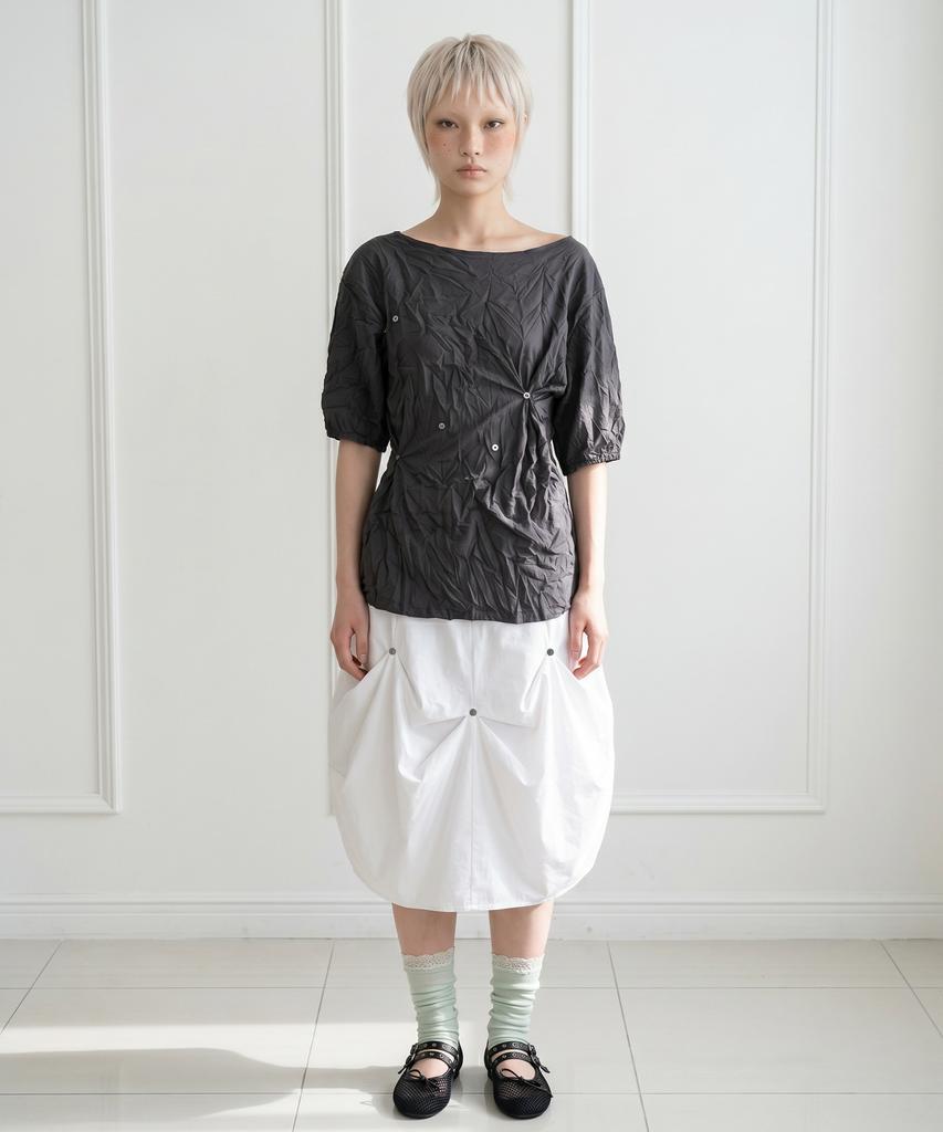 Dilettantism Rivet Drape Cocoon Skirt (Wh)