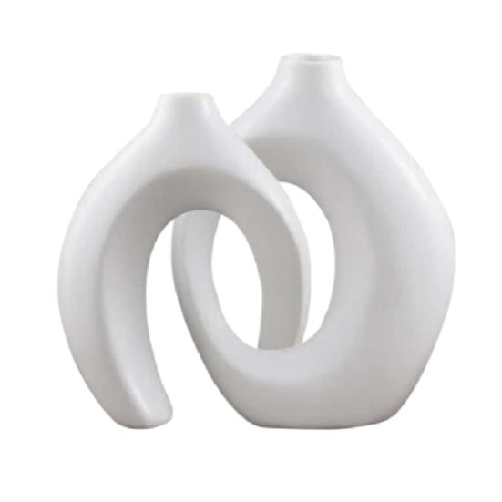 Vase Ornament Resin Decorative Vase Sculpture Table Decor for Living Room Bedroom Office Home