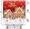 Merry Christmas Gingerbread House Shower CurtainCandy House Gingerbread Home Bathroom Decorations Santa Xmas Trees Bathtub