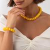 Trendy Y2K Aesthetic Smudge Resin Bead Chain Necklace Lightweight for Women Summer Beach Wear Jewelry Gift