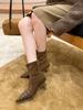 Pointed thin heel short boots women's suede rivets decorative temperament thin thin boots autumn and winter women's boots