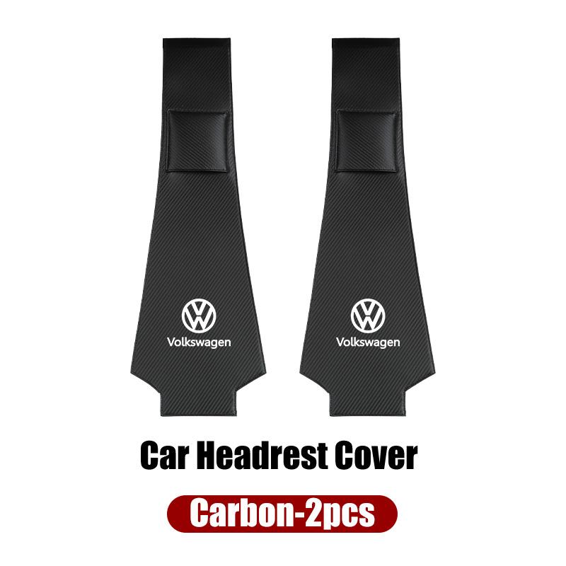 Leather Car Headrest Anti Dirty Protective Cover For VW Tiguan CC Jetta Polo Golf Passat Scirocco T-ROC TouaregNO4