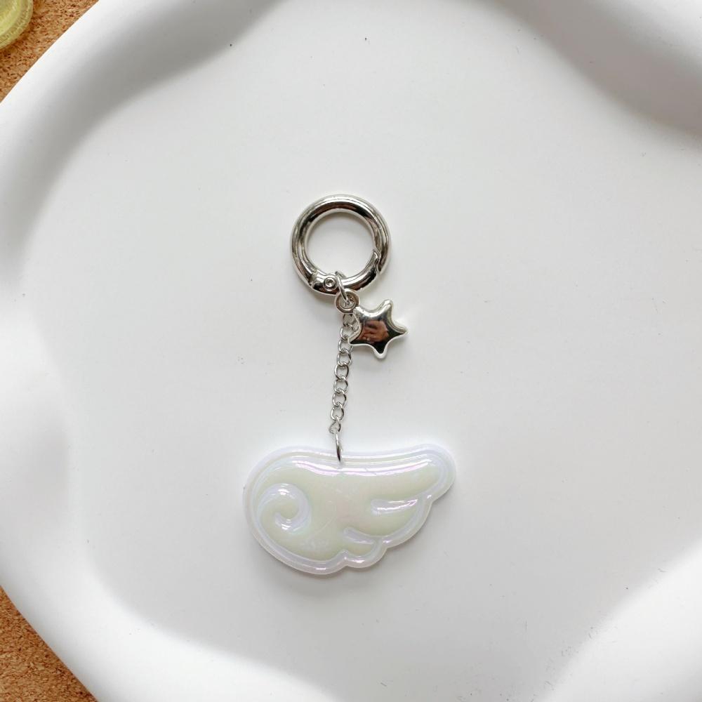 Korean Angel Wing Keychain Japanese Magical Girl Star Keychain Bag Charms Women Backpack Decoration Car Keyring белый