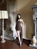 Women's Coffee Lace Embroidered Strapless Camisole with Padded Bust and Cinched Waist
