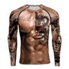 3D Tattoo Print Long Sleeve T-Shirt, Slim Fit Fashion Top For Men