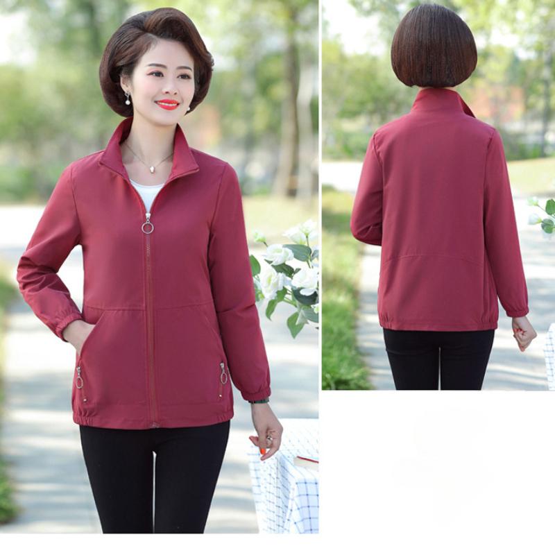 Frühlings- und Herbstjacken 2024 Neue Damenbekleidung mittleren Alters Kurze Reversjacken Langarm-Cardigan-Oberteile