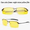 Fashion Yellow Night Vision Driving Glasses UV400 Metal Frame Sunglasses for Men Women Driver Sun Glasses