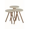 Colorful Triple Nesting Coffee Table Wooden Legs Round Pastel Design Cream