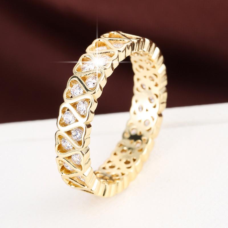 TK Heart Full Zircon Women's Ring: Summer Style, Daily Exquisite Pure Copper Jewelry