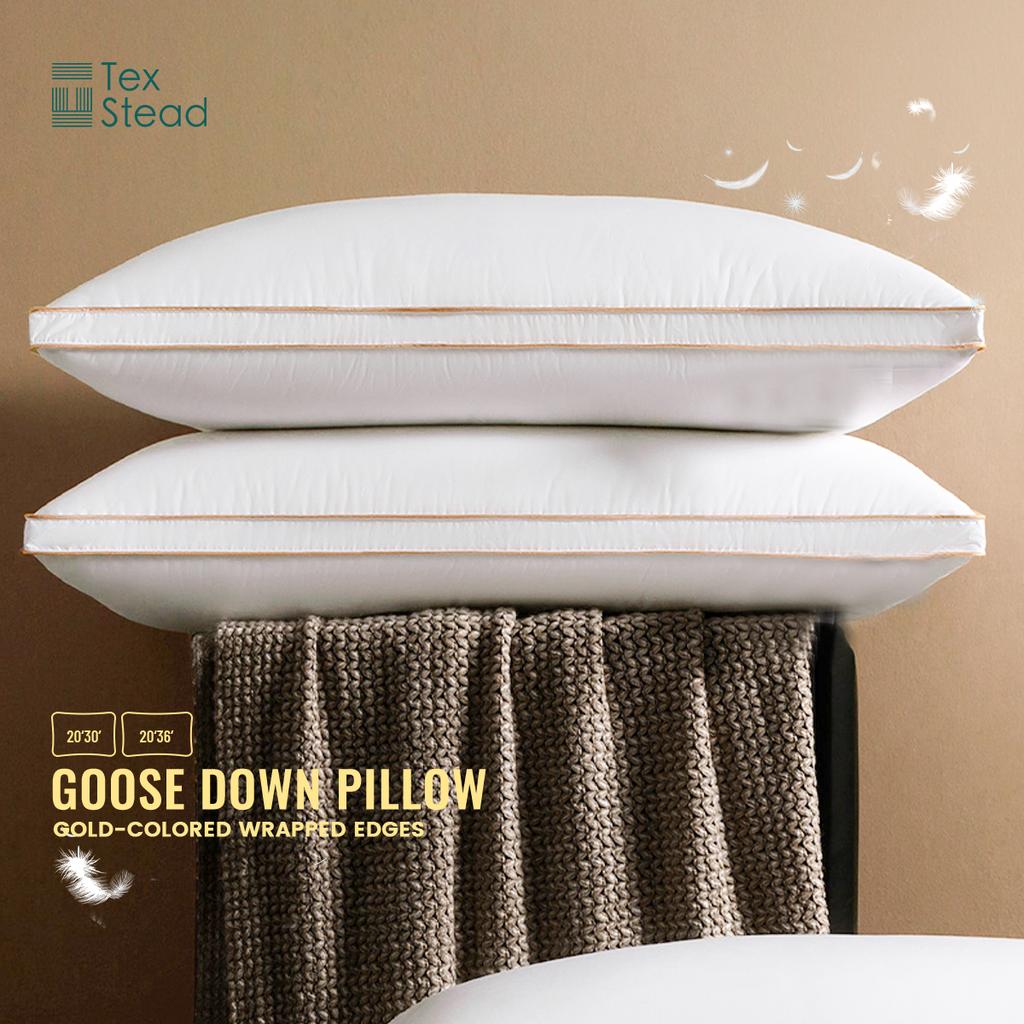 1pc Down & Feather Pillow For Bedroom Guest Room, Goose Down Pillows For Sleeping Neck Protection Slow Rebound Pillow