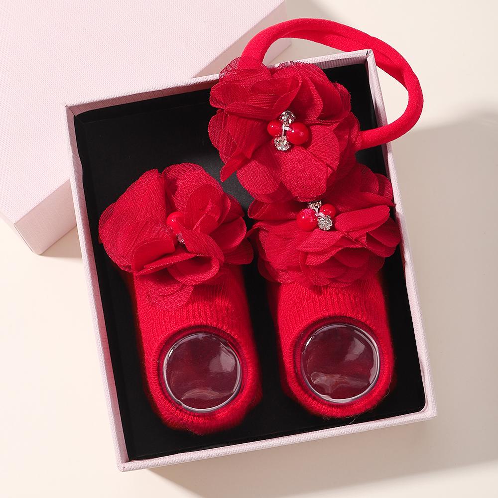 0-1Y Baby Short Socks Hairband Set Nylon Elastic Flower Headband Breathable Soft Sock Baby Fashion Accessoriess