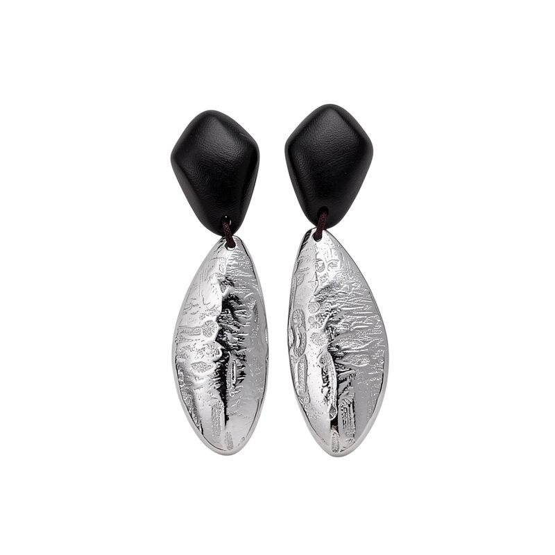 European and American Silver Needle Geometric Wood Pleated Stud Earrings Cool Dark Wind Earrings Light Luxury High-end Earrings
