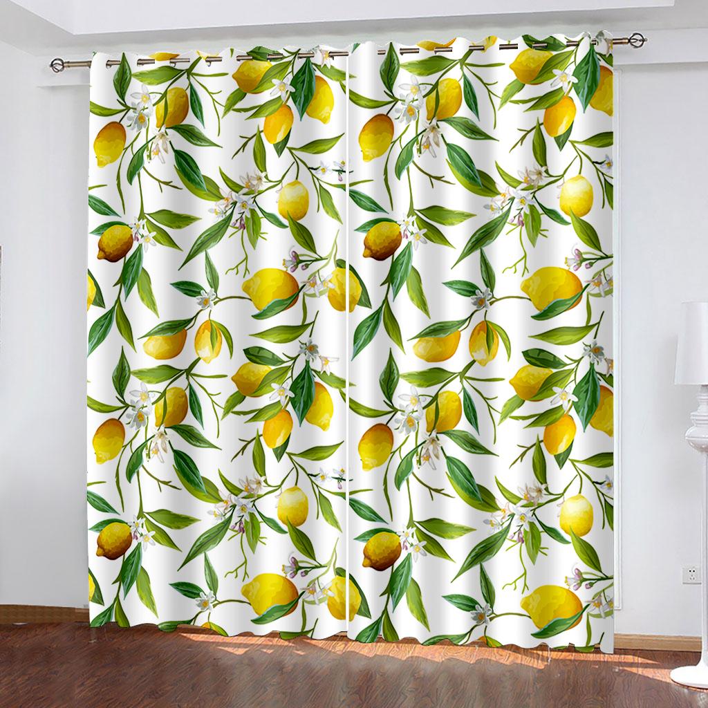 

Цветочный растительный принт Тканые шторы для спальни Затемняющие шторы Две отдельные шторы слева и справа 132cmx160cm