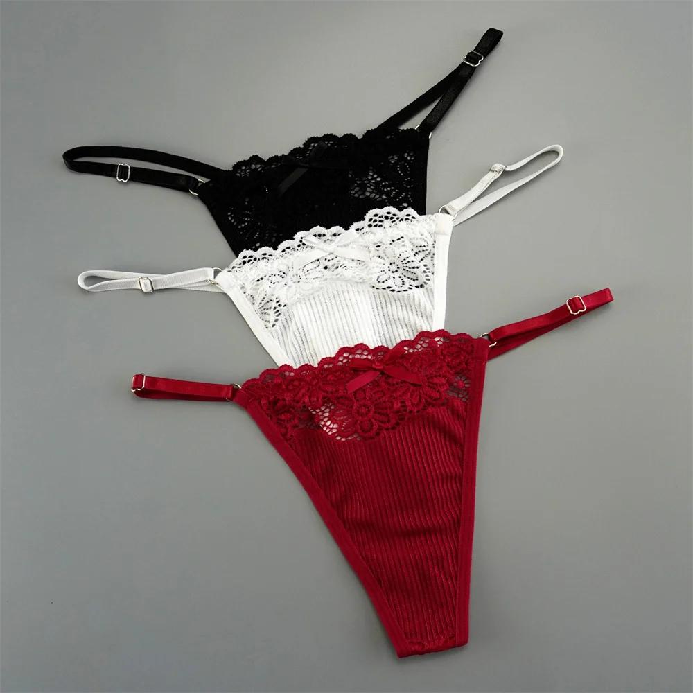 3Pcs/Pack Women Sexy Thong  Low Waist Sexy Underwear Hollow Out Lace Panties Lingerie Superior Comfortable G-String Fast Send