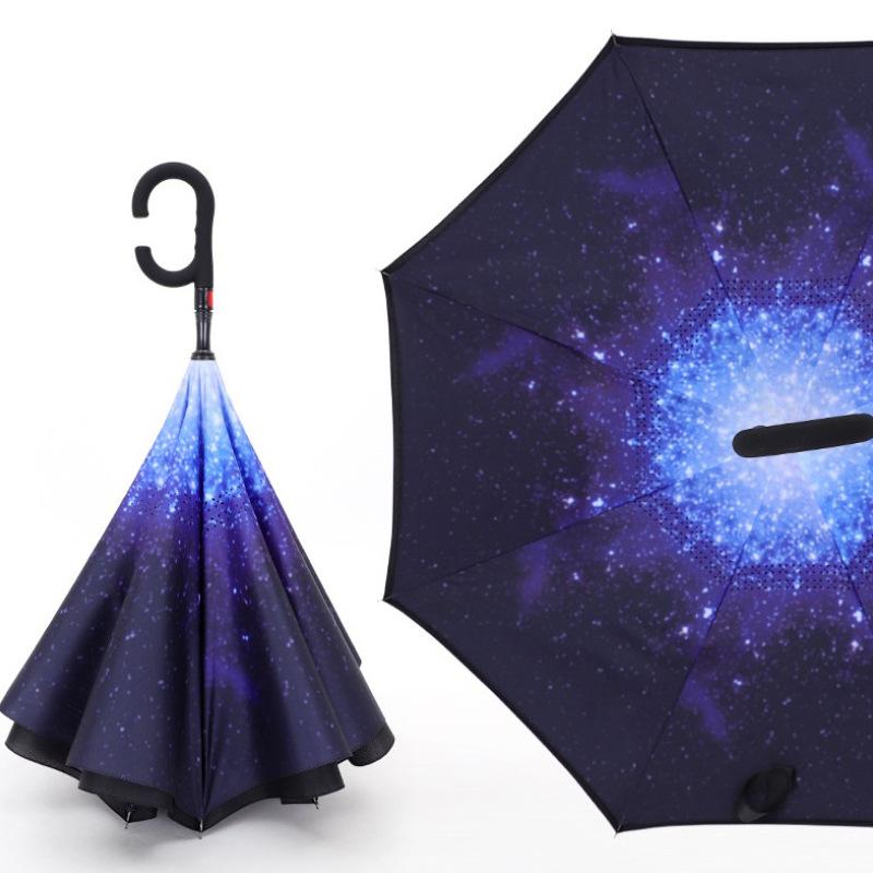 Automatic reverse umbrella straight rod long handle double-layer umbrella car umbrella large double reflective umbrella wind-resistant reinforcement