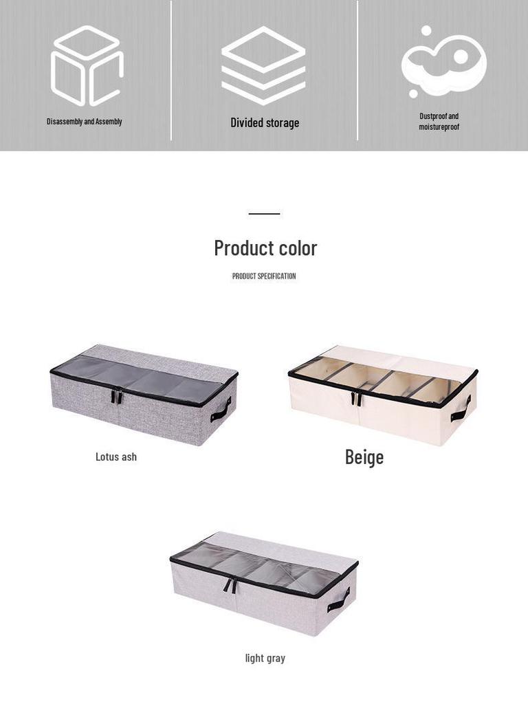 Blaue Ahorn Faltbare Transparente Stoffschuhaufbewahrungsbox mit Verdicktem Staubdichtem Design für Unterbettverwendung