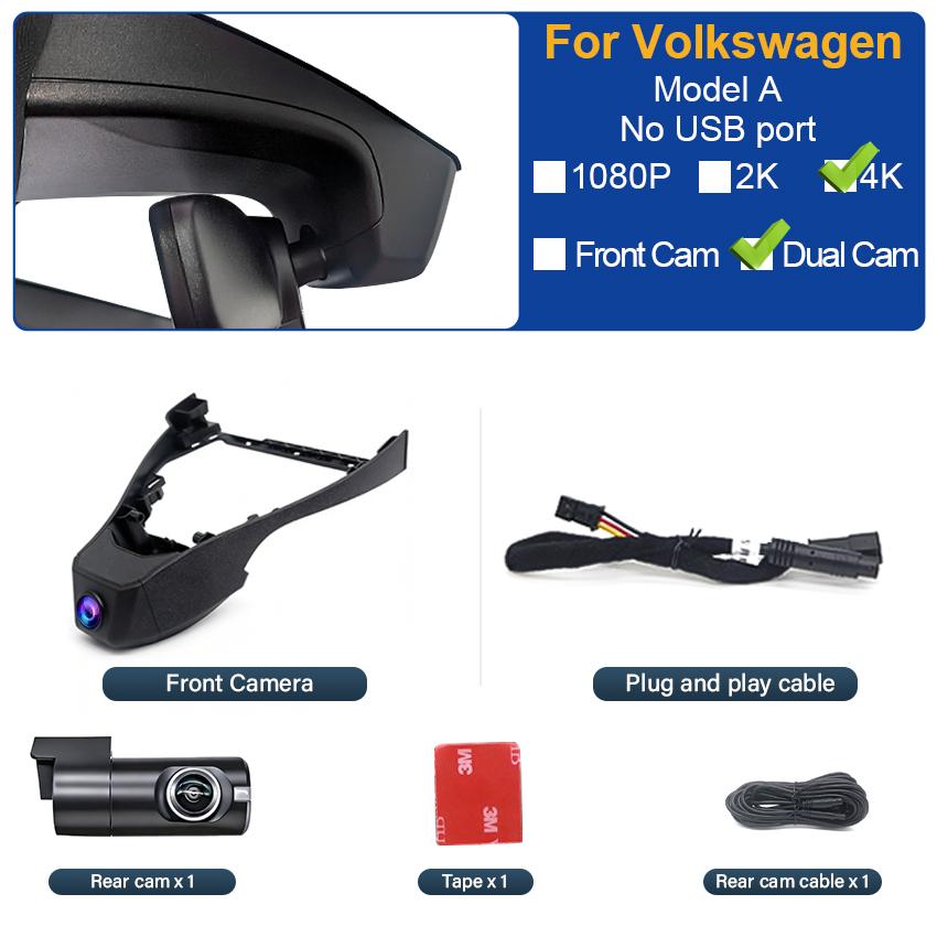 Plug and play DashCam For Volkswagen VW id4 id6 id5 ID.4 ID.5 ID.6 id 4 5 6 Dash Cam Camera UHD Car Dvr Recorder Easy Install