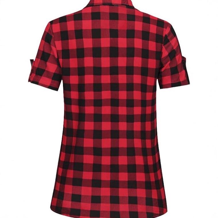 2026 Spring/Summer Women's Black and White Plaid Short Sleeve Loose Slimming Retro Top