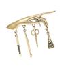 Multifunctional Punk Fashion Accessory Vintage Metal Brooch Showcasing Hand Nail Tool Design And Tassels Accent Ideal For Denims Jacket Styling Unisex