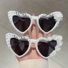 White Peach Heart Bride Tobe Pearl Bow Bridal Styling Sunglasses Wedding Party Decoration Sunglasses Women