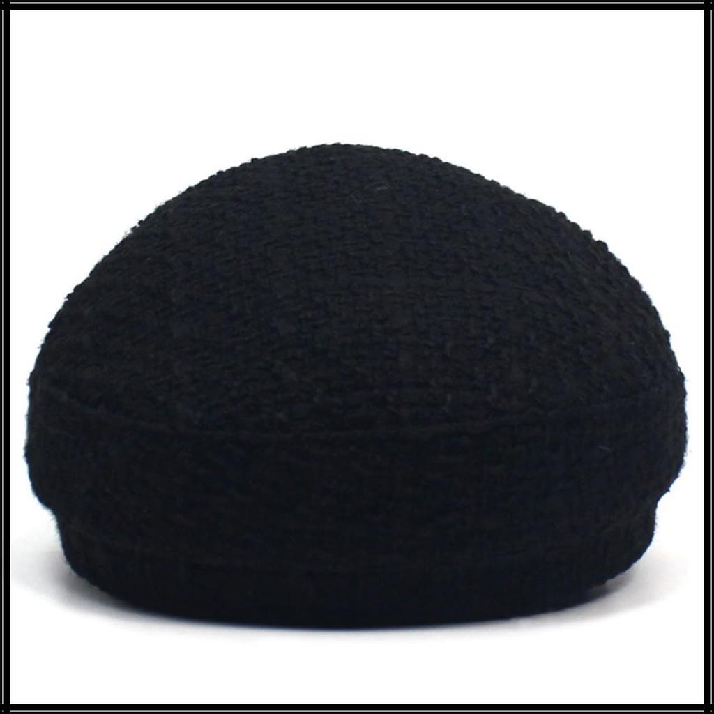 Marine Cap Tweed Newsboy Cap Black White Hat for Going Out Travel CZ308 [White Fang] Women's (White)