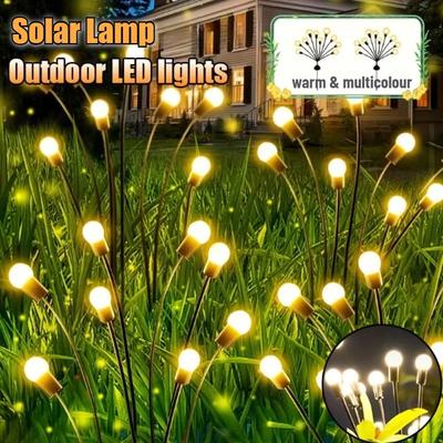 6/8/10LED Solar Garden Light Swing Solar Waterproof Firefly Light Outdoor Yard Patio Christmas Garden Decoration Warm & Multicolour