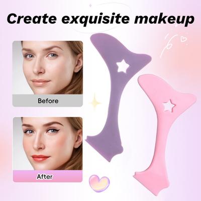 Çok Fonksiyonlu Silikon Eyeliner Şablonu Aracı Yeniden Kullanılabilir Yeni Başlayan Eyeliner Çizim Yardımcısı 2'si 1 Arada Yüz Makyajı Krem Uygulama Aracı Eyeliner Kılavuzu