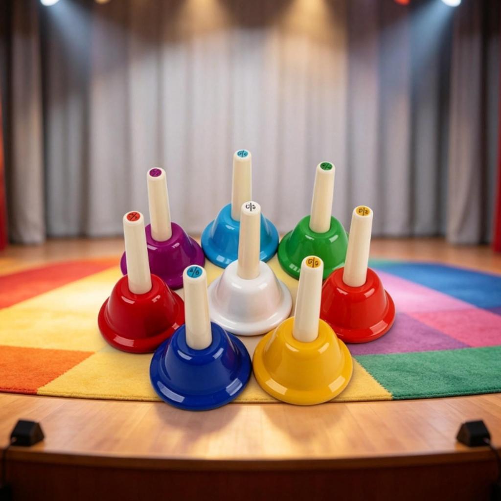 Hand Bell Color-Coded Musical Handbell Metal for Classroom, Children, Beginners