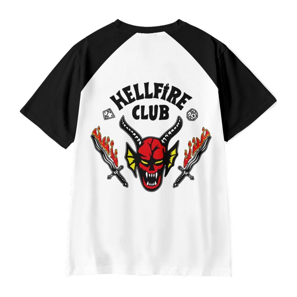 Damen/Herren Mode Hellfire Club Grafikdruck Kurzarm T-Shirts Unisex Lässig Rundhals Coole Oberteile