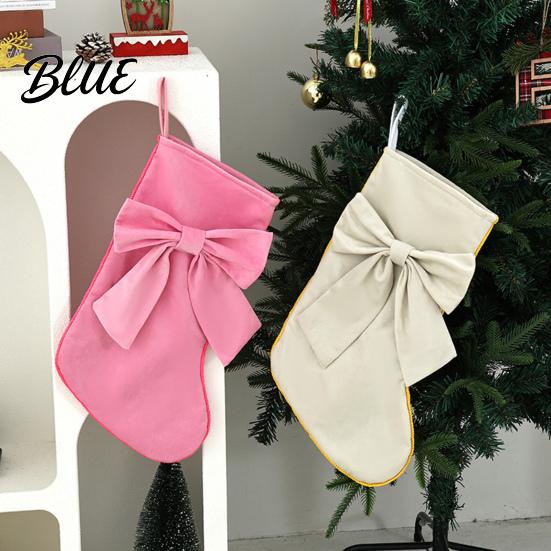Home Decor for Christmas Tree Soft Velvet Stocking Fireplace Decor Large Hanging Gift Bag Storage Pouch with Bow Plush Candy Tote Kids Festive