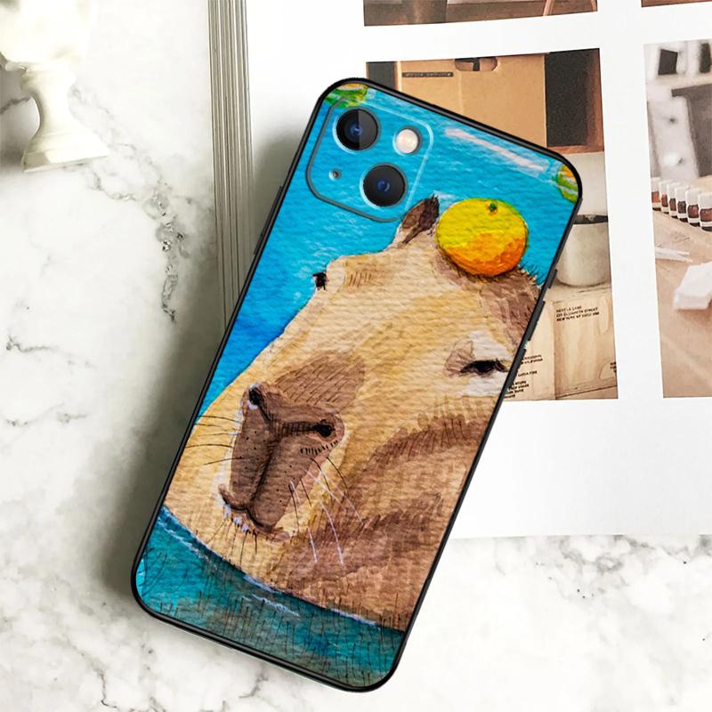 Capybara Spa Phone Case For iPhone 17 16 15 14 13 12 11 Pro Max Plus 12 13 Mini 16e 17 Air Cover Coque