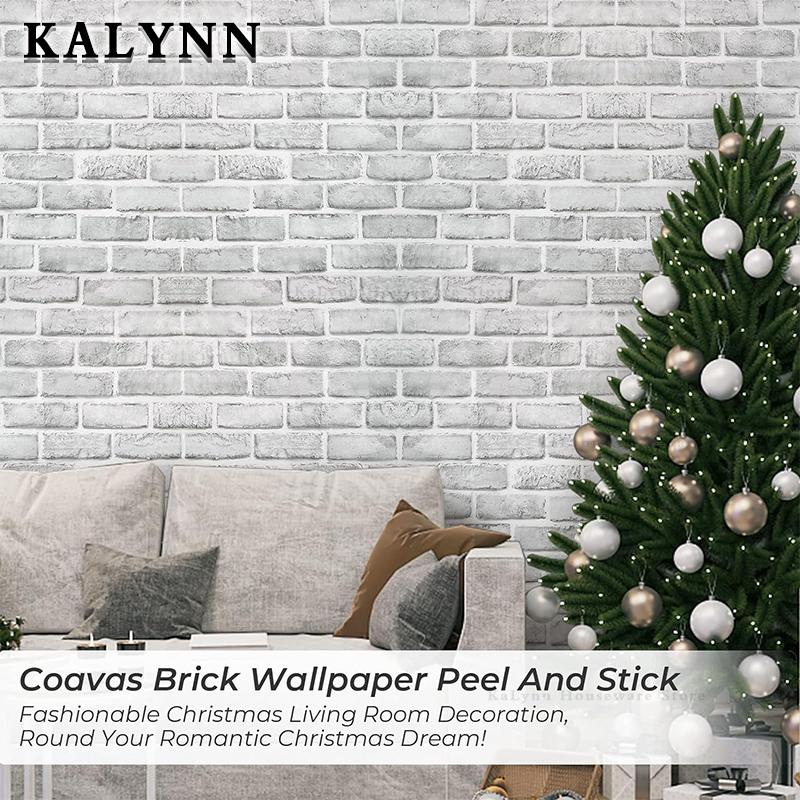 Brick Wallpaper Peel and Stick Self-Adhesive Wall Paper Grey Brick Contact Pape for Bedroom Living Room Decoration DIY Stickers