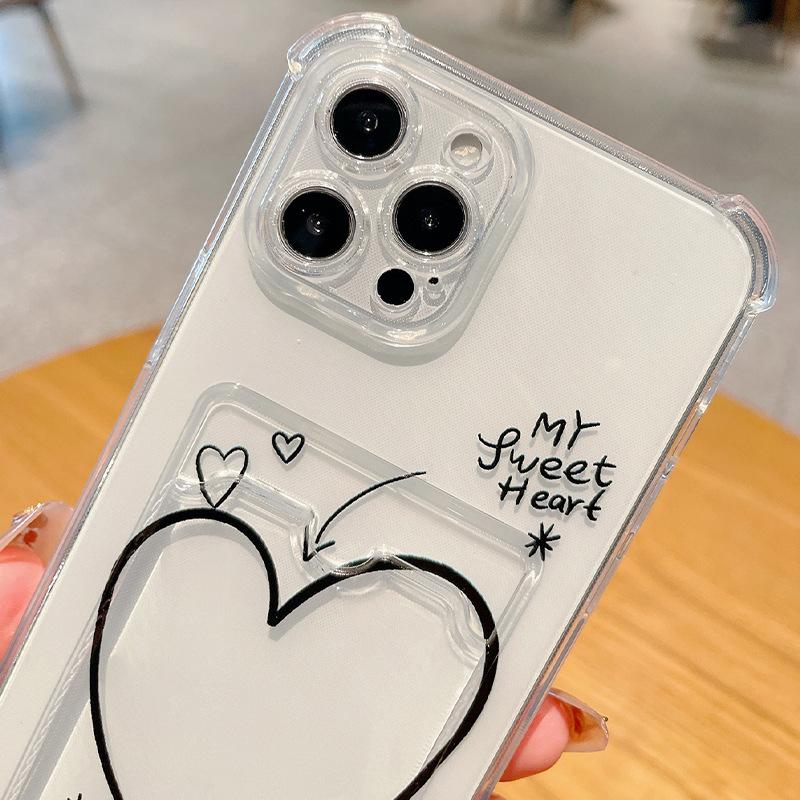 Line love applies to iPhone15promax card mobile phone case 13/14 transparent 12 anti-drop 11 Apple 7/8