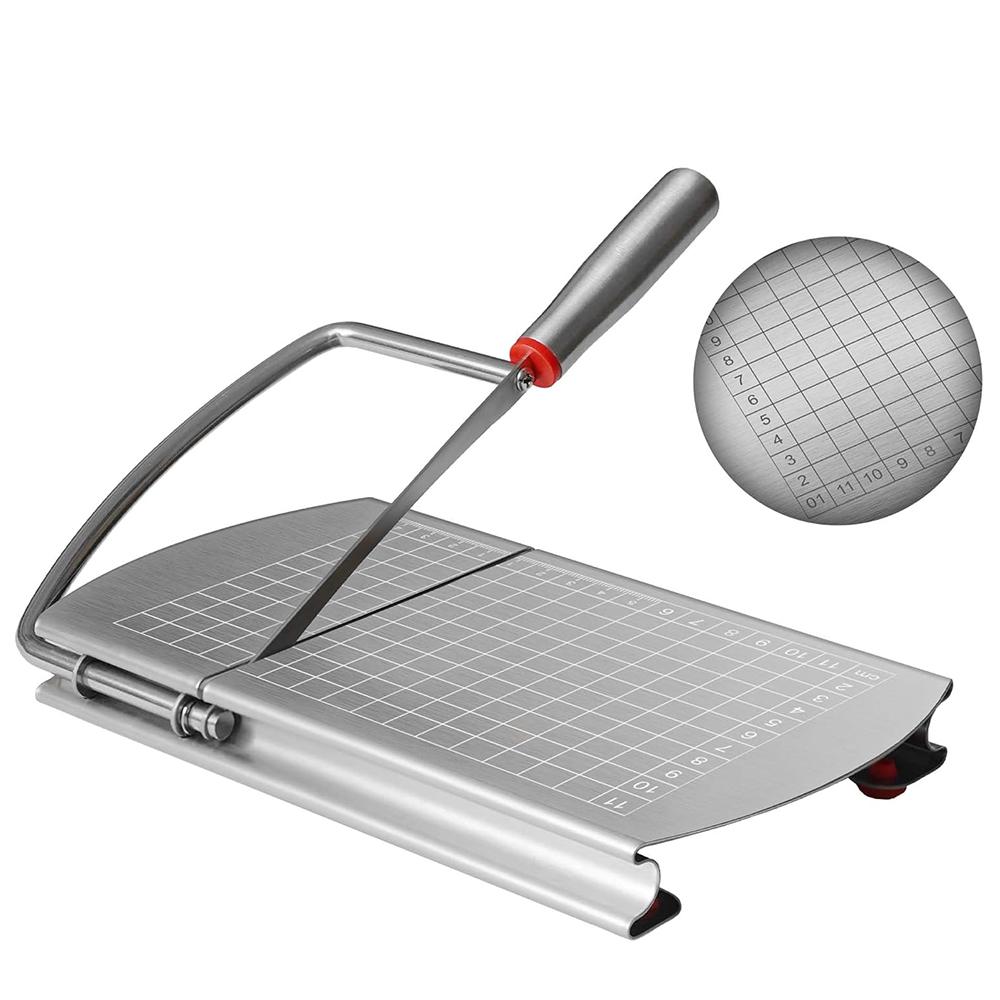 Cheese Slicer Cutter Stainless Steel Cheese Cutter Board with Blade Multipurpose Cheese Butter Slicers with Grid Scale серебряный