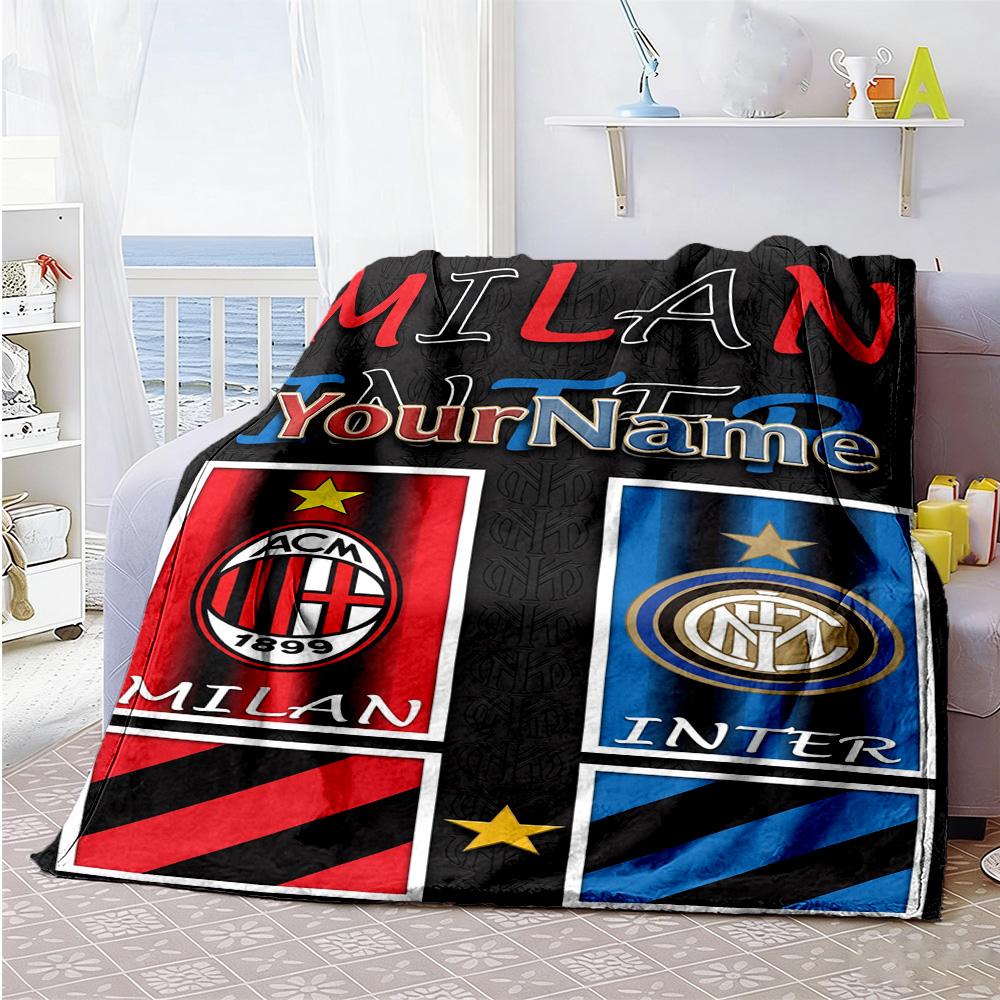 Inter Milan Customize Your Name Blanket Cozy Customizable Blanket Comfortable Versatile for Picnics Livingroom Bedding Seaside Four Seasons Universal