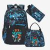 Large Capacity Schoolbag with Shoulder Strap; Student Three-piece Pencil Case Set