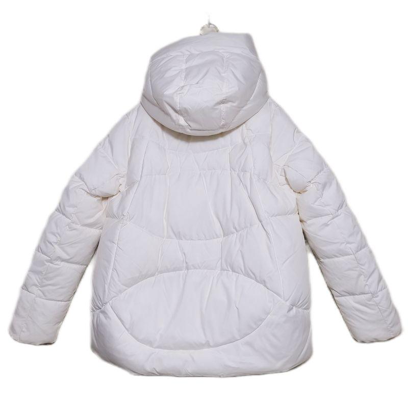 Fashion Tail Goods Hooded Down Cotton Cotton-Padded Clothes for Women Short Model In White Color Cold Protective Clothing Loose Casual Cotton Jacket