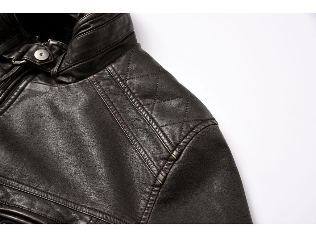 Men's Retro PU Leather Motorcycle Jacket with Pockets