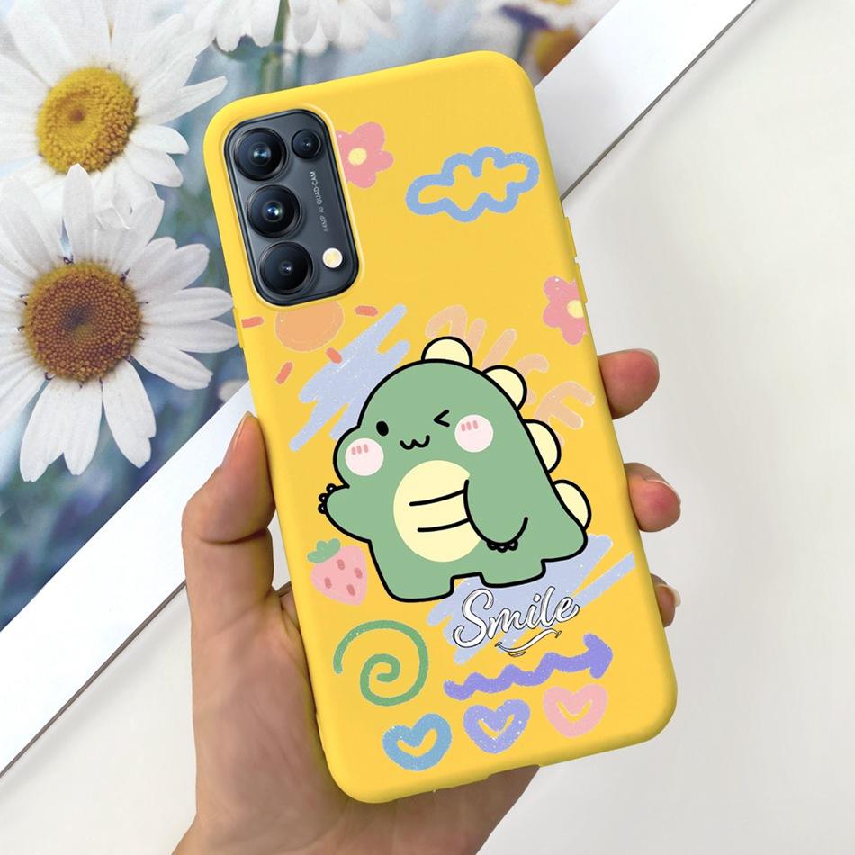 For OPPO Reno5 Pro 5G 4G Reno5 Phone Case Reno 5 5Pro CPH2201 CPH2145 Cute Cat Cartoon Candy Color Soft Silicone TPU Back Cover