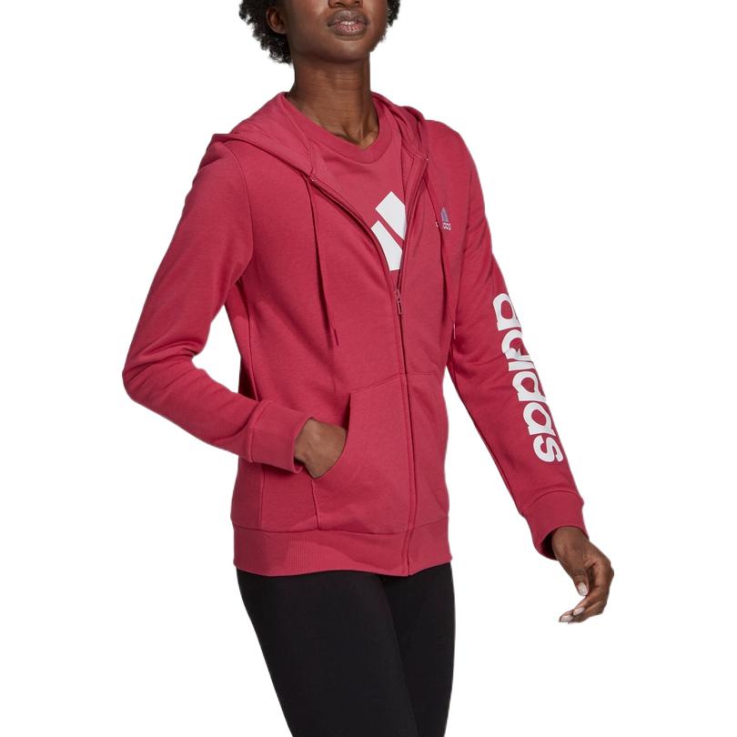 Adidas Printed Logo Zip-Up Hoodie Women Jackets Red GL0796